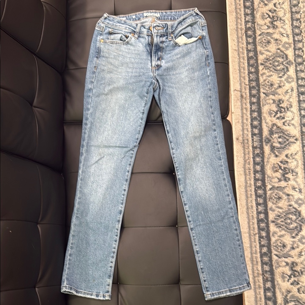 Sonoma Blue Straight Leg Jeans with Distressed Details